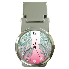 Toggle The Widget Bar Leaf Green Pink Money Clip Watches by Mariart