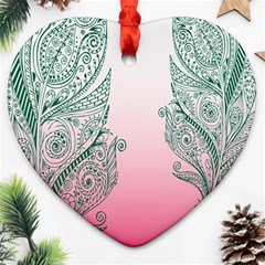 Toggle The Widget Bar Leaf Green Pink Heart Ornament (two Sides) by Mariart