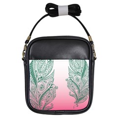 Toggle The Widget Bar Leaf Green Pink Girls Sling Bags by Mariart