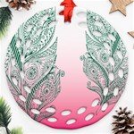 Toggle The Widget Bar Leaf Green Pink Ornament (Round Filigree) Front