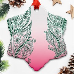 Toggle The Widget Bar Leaf Green Pink Ornament (snowflake) by Mariart