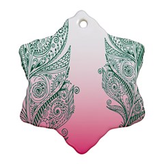 Toggle The Widget Bar Leaf Green Pink Snowflake Ornament (two Sides) by Mariart