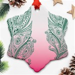 Toggle The Widget Bar Leaf Green Pink Snowflake Ornament (Two Sides) Front