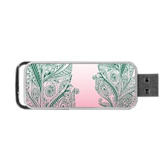 Toggle The Widget Bar Leaf Green Pink Portable Usb Flash (one Side) by Mariart