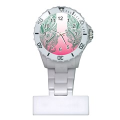 Toggle The Widget Bar Leaf Green Pink Plastic Nurses Watch by Mariart