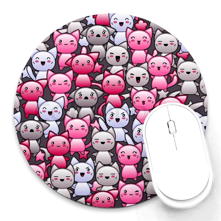 Cute Doodle Wallpaper Cute Kawaii Doodle Cats Round Mousepads