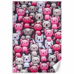 Cute Doodle Wallpaper Cute Kawaii Doodle Cats Canvas 12  X 18   by Nexatart