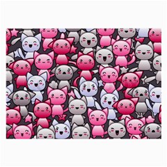 Cute Doodle Wallpaper Cute Kawaii Doodle Cats Large Glasses Cloth (2-side) by Nexatart