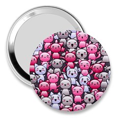 Cute Doodle Wallpaper Cute Kawaii Doodle Cats 3  Handbag Mirrors