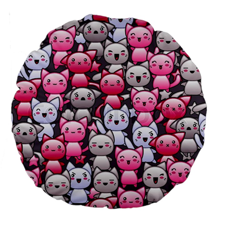 Cute Doodle Wallpaper Cute Kawaii Doodle Cats Large 18  Premium Round Cushions