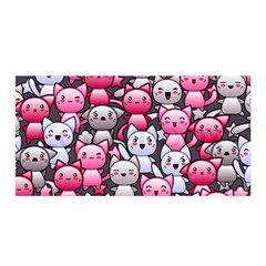 Cute Doodle Wallpaper Cute Kawaii Doodle Cats Satin Wrap by Nexatart