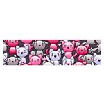 Cute Doodle Wallpaper Cute Kawaii Doodle Cats Satin Scarf (Oblong) Front