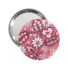 Pink Flower Pattern 2 25  Handbag Mirrors by Nexatart