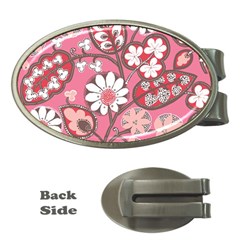 Pink Flower Pattern Money Clips (oval) 