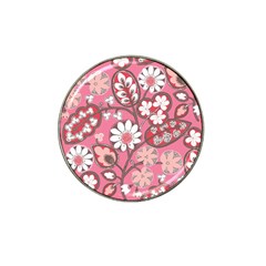 Pink Flower Pattern Hat Clip Ball Marker (10 Pack) by Nexatart