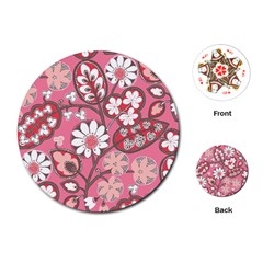 Pink Flower Pattern Playing Cards (round)  by Nexatart