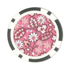 Pink Flower Pattern Poker Chip Card Guard by Nexatart