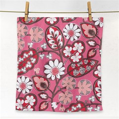 Pink Flower Pattern Face Towel by Nexatart