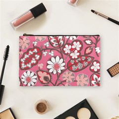 Pink Flower Pattern Cosmetic Bag (medium)  by Nexatart