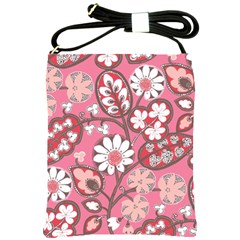 Pink Flower Pattern Shoulder Sling Bags by Nexatart