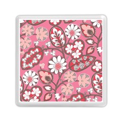 Pink Flower Pattern Memory Card Reader (square)  by Nexatart