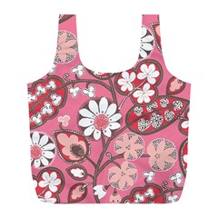 Pink Flower Pattern Full Print Recycle Bags (l)  by Nexatart