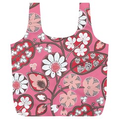 Pink Flower Pattern Full Print Recycle Bags (l)  by Nexatart