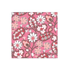 Pink Flower Pattern Satin Bandana Scarf by Nexatart