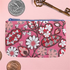 Pink Flower Pattern Large Coin Purse by Nexatart