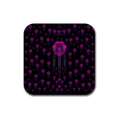 Wonderful Jungle Flowers In The Dark Rubber Coaster (Square) 