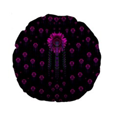 Wonderful Jungle Flowers In The Dark Standard 15  Premium Round Cushions