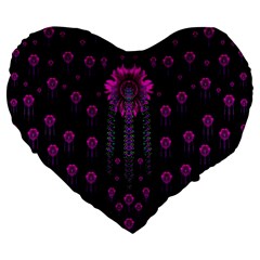 Wonderful Jungle Flowers In The Dark Large 19  Premium Heart Shape Cushions