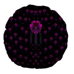 Wonderful Jungle Flowers In The Dark Large 18  Premium Flano Round Cushions by pepitasart