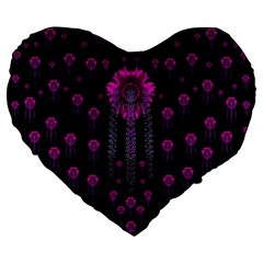 Wonderful Jungle Flowers In The Dark Large 19  Premium Flano Heart Shape Cushions by pepitasart