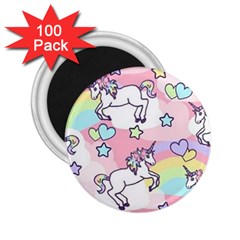 Unicorn Rainbow 2 25  Magnets (100 Pack)  by Nexatart