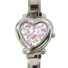 Unicorn Rainbow Heart Italian Charm Watch by Nexatart