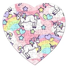 Unicorn Rainbow Jigsaw Puzzle (heart) by Nexatart