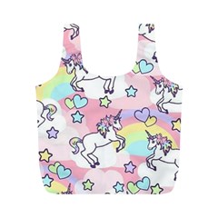 Unicorn Rainbow Full Print Recycle Bags (m)  by Nexatart