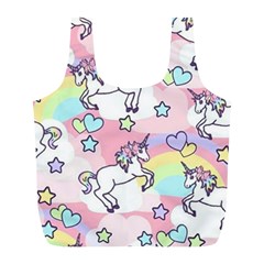 Unicorn Rainbow Full Print Recycle Bags (l)  by Nexatart