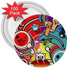 Cute Doodles Wallpaper Background 3  Buttons (100 Pack)  by Nexatart