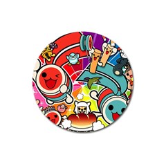 Cute Doodles Wallpaper Background Magnet 3  (round)