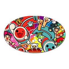 Cute Doodles Wallpaper Background Oval Magnet