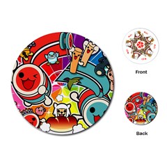 Cute Doodles Wallpaper Background Playing Cards (round)  by Nexatart