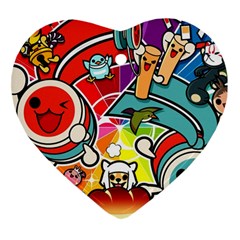 Cute Doodles Wallpaper Background Heart Ornament (two Sides) by Nexatart