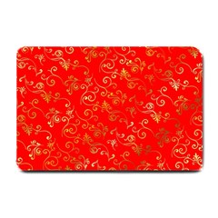 Golden Swrils Pattern Background Small Doormat  by Nexatart