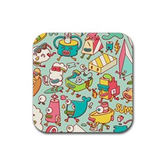 Summer Up Pattern Rubber Coaster (square)  by Nexatart