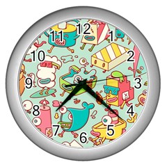 Summer Up Pattern Wall Clocks (silver)  by Nexatart