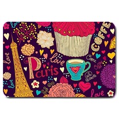 Cute Colorful Doodles Colorful Cute Doodle Paris Large Doormat  by Nexatart