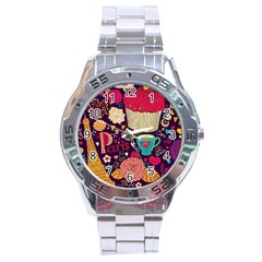 Cute Colorful Doodles Colorful Cute Doodle Paris Stainless Steel Analogue Watch by Nexatart