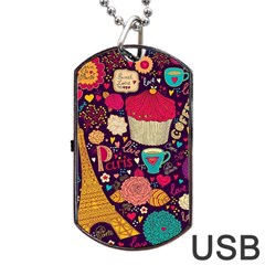 Cute Colorful Doodles Colorful Cute Doodle Paris Dog Tag Usb Flash (one Side) by Nexatart